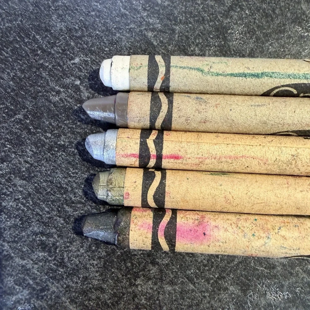 Vtg Crayola Crayons Binney & Smith White Gray Silver Copper Gold Retired